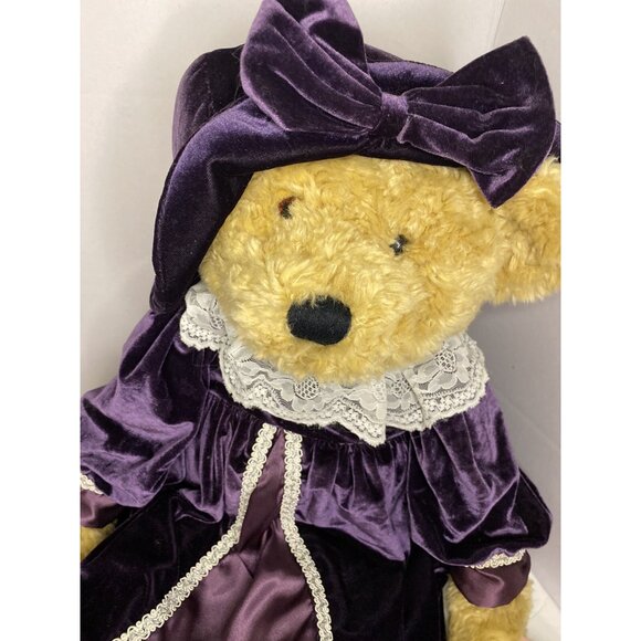 Vtg JC Penney Holiday Collection Victorian 27" Bear Plush Purple Velvet 2002 EUC - Picture 3 of 11